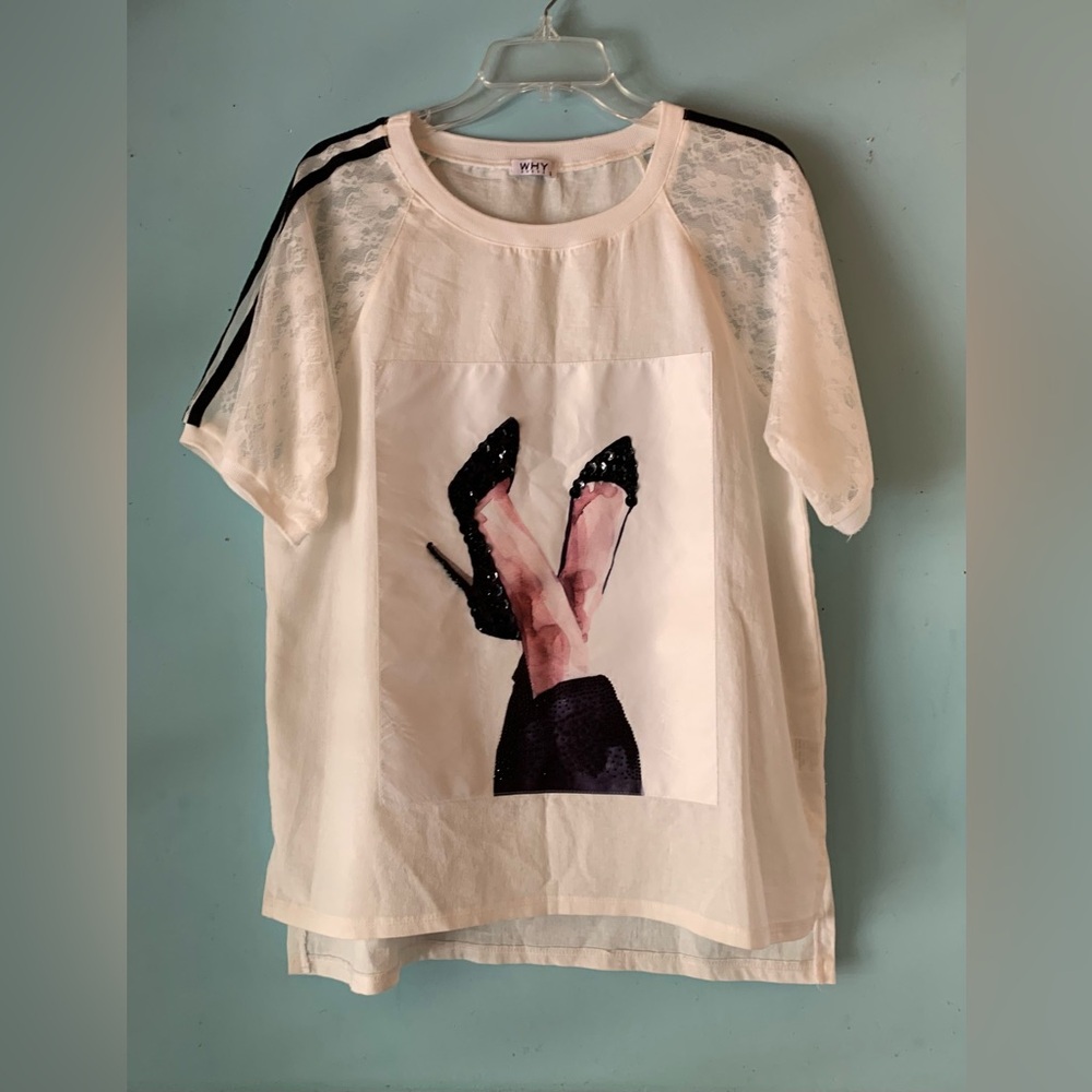 WHY dress brand sequined heels top ladies size S